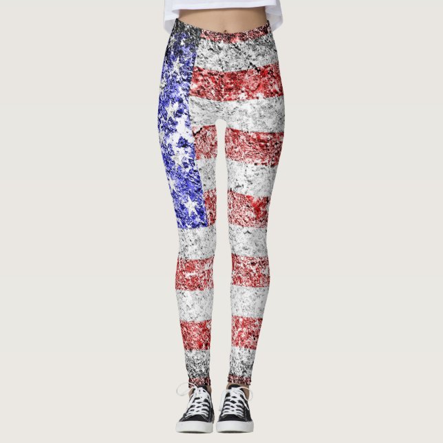 Leggings Drapeau vintage américain #17 (Devant)