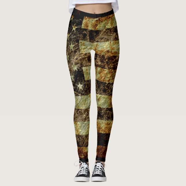 Leggings Drapeau vintage américain #18 (Devant)