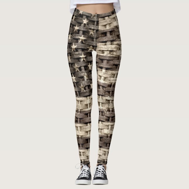 Leggings Drapeau vintage américain #6 (Devant)