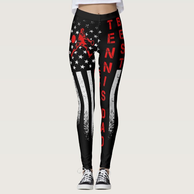 Leggings Drapeau Vintage USA américain Meilleur Tennis Papa (Devant)