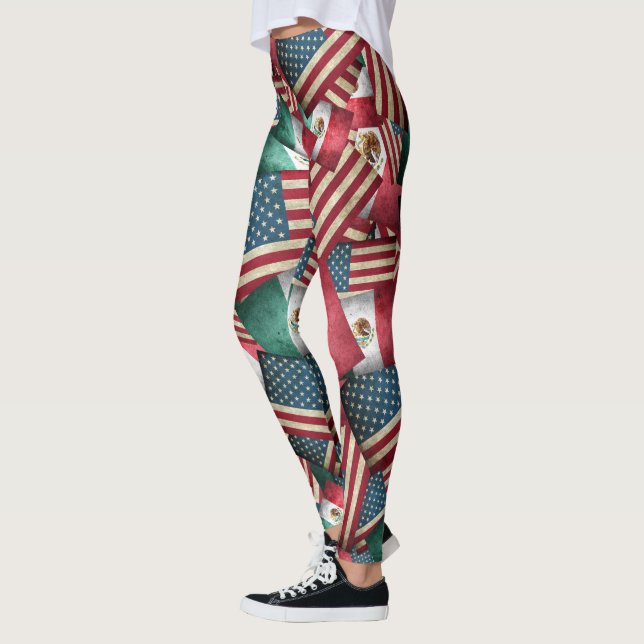 Leggings Drapeaux mexicains et drapeaux américains (Gauche)