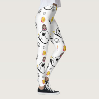 Leggings "Drôle beaucoup de type Emoji sur Arrière - plan b