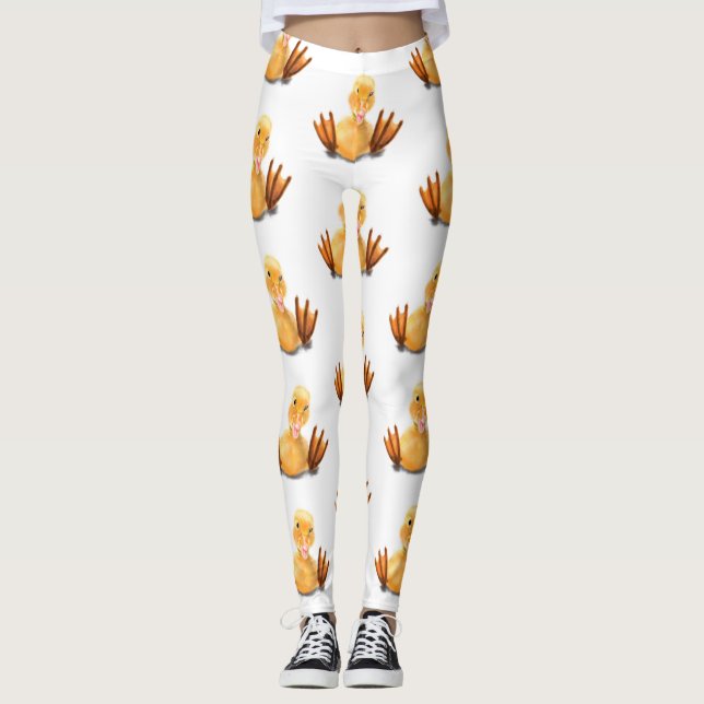 Leggings Drôle Canard Joué Wink Joyeux Smile Cartoon (Devant)