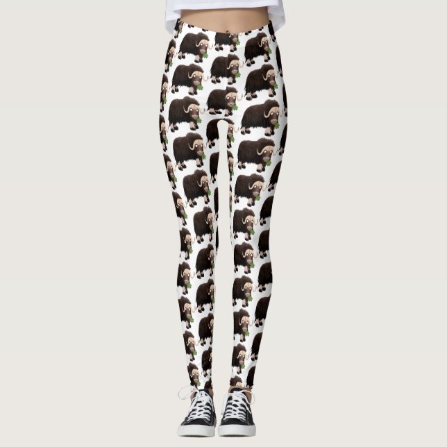 Leggings Drôle dessin animé de boeuf musqué (Devant)