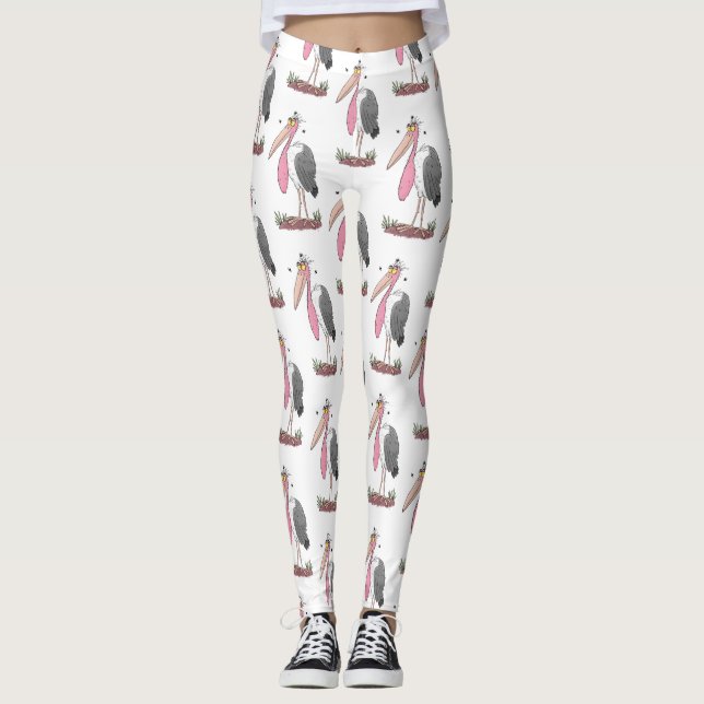 Leggings Drôle dessin animé de cigogne en marabou (Devant)