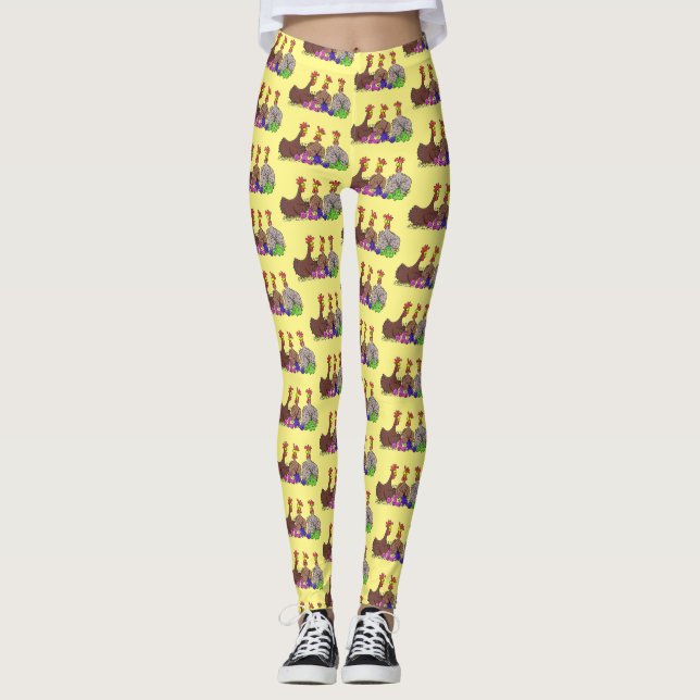 Leggings Drôle dessin animé de poulets de tricot (Devant)