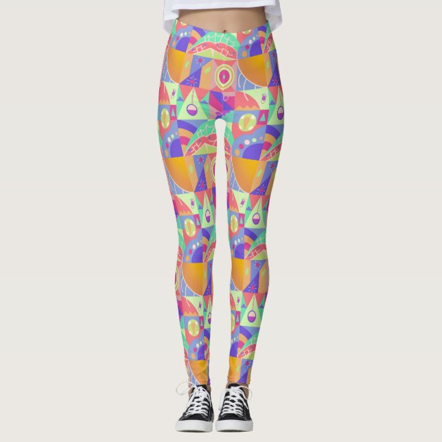 Leggings Drôle géométrique Designs Multicolor Femmes (Devant)