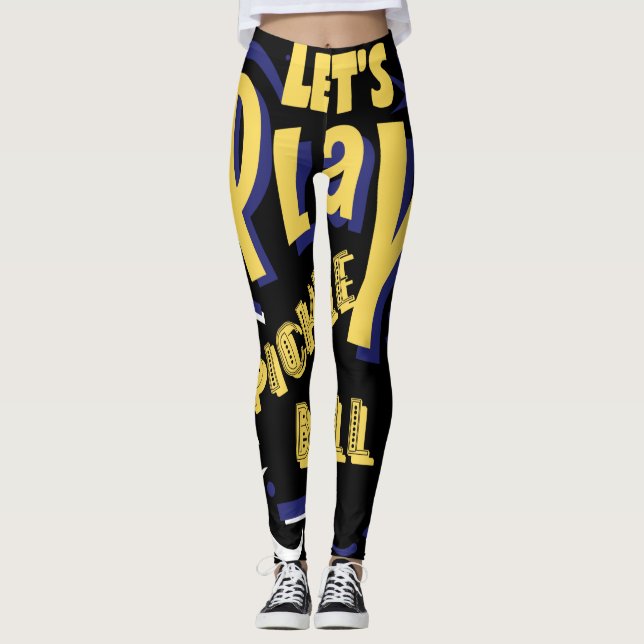 Leggings Drôle Jouons au Pickleball Party Design (Devant)