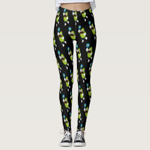 Leggings Drôle Moustache Picket Jouer Pickleball Noir