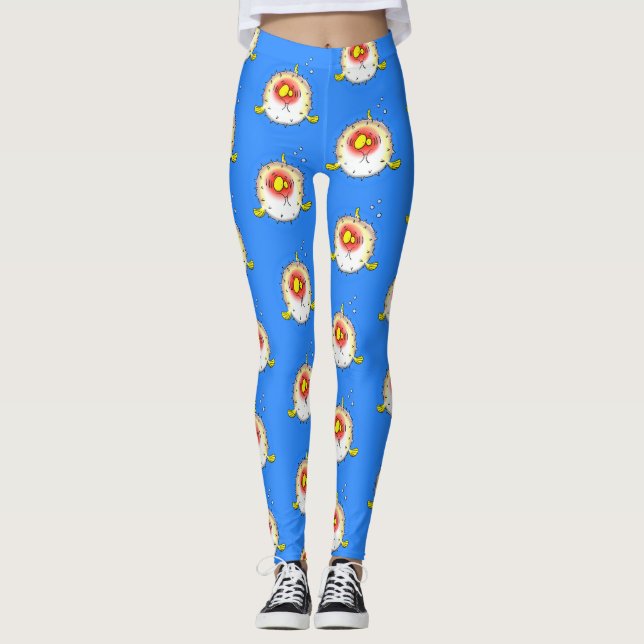 Leggings Drôle poisson poivron porc-épic caricature poisson (Devant)