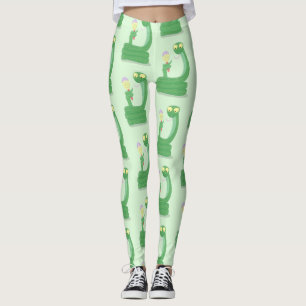 Leggings Drôle serpent vert avec caricature maraca