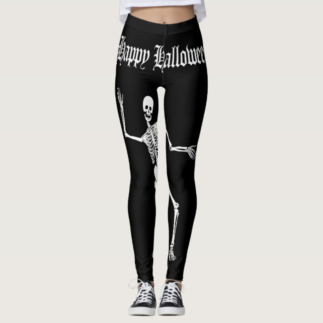 Leggings Drôle Skeleton effrayant Happy Halloween (Devant)