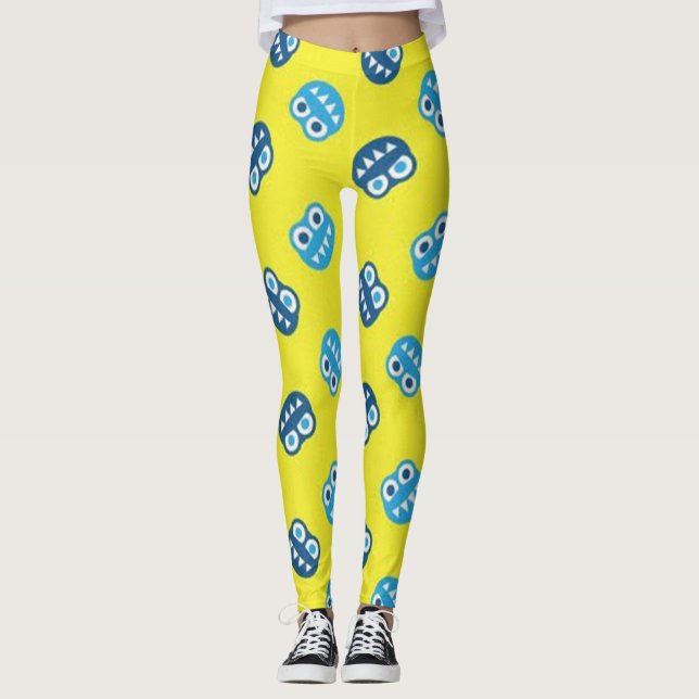 Leggings Drôle souriant Bugs Bleus (Devant)