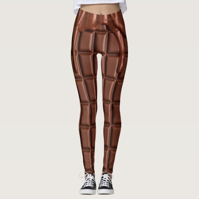 Leggings Du chocolat fondu au-dessus d'un bloc de chocolat (Devant)