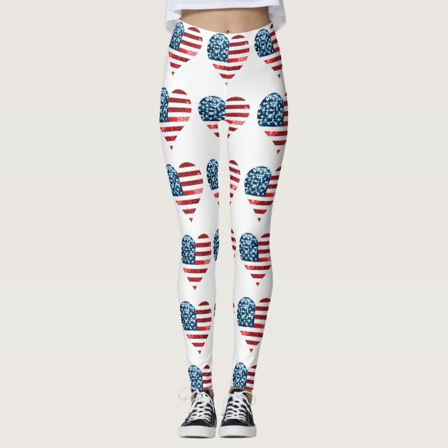 leggings du coeur du drapeau américain (Devant)