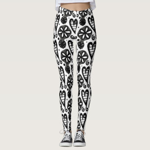Leggings du coeur noir et blanc