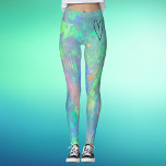 Leggings du coeur Opal Bleu<br><div class="desc">Ces leggings sont dotés d'un arrière - plan opal bleu époustouflant avec un coeur noir à l'avant et des accents dorés. Visitez notre boutique pour plus de designs d'opales bleus !</div>