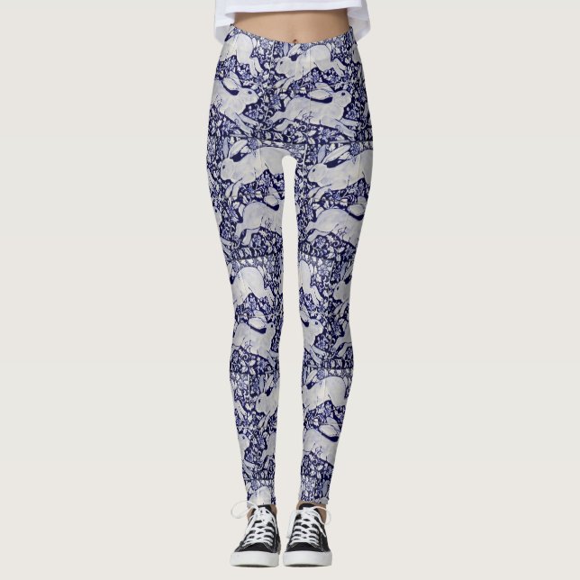Leggings du concepteur lapin bleu et blanc (Devant)