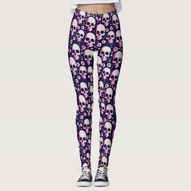 Leggings du crâne Pastel Goth (Devant)