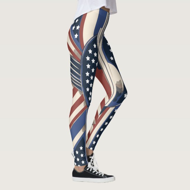 Leggings du drapeau américain Art déco pour 4 juil (Droite)