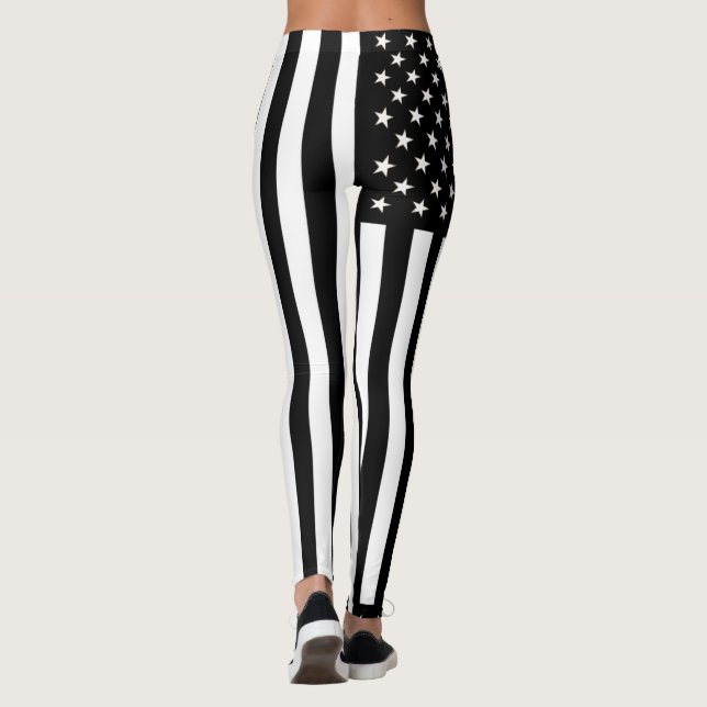 Leggings du drapeau américain noir et blanc (Dos)