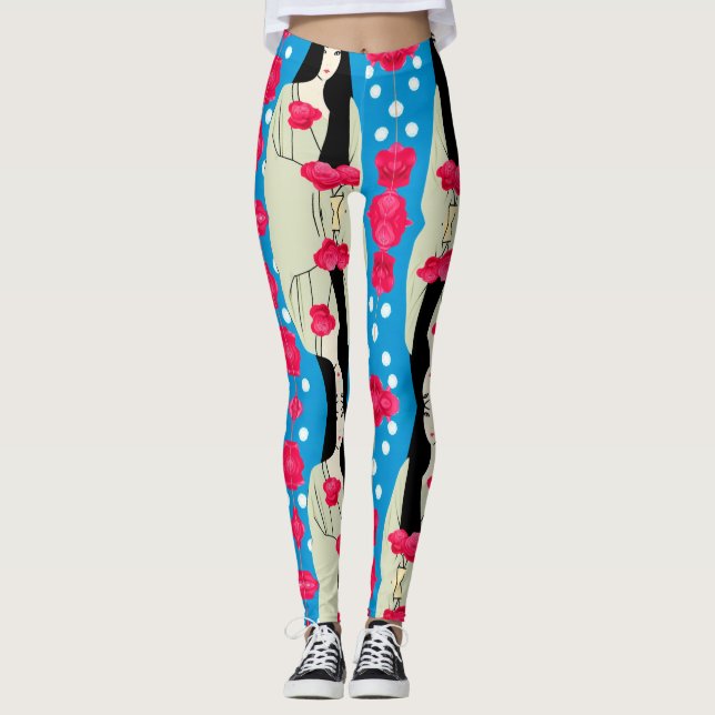 Leggings du jardin rose (Devant)