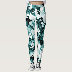 Leggings du Motif Camo "Le vrai Turquoise"