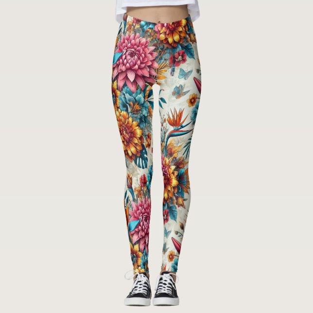 Leggings du paradis floral tropical (Devant)