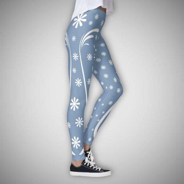 Leggings Dusty Blue Flower Power Leging (Dusty Blue Flower Power Legging)