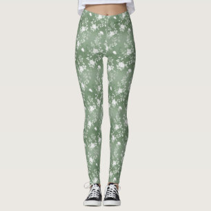 Leggings Dusty Sage Floral Vert Fleur Motif