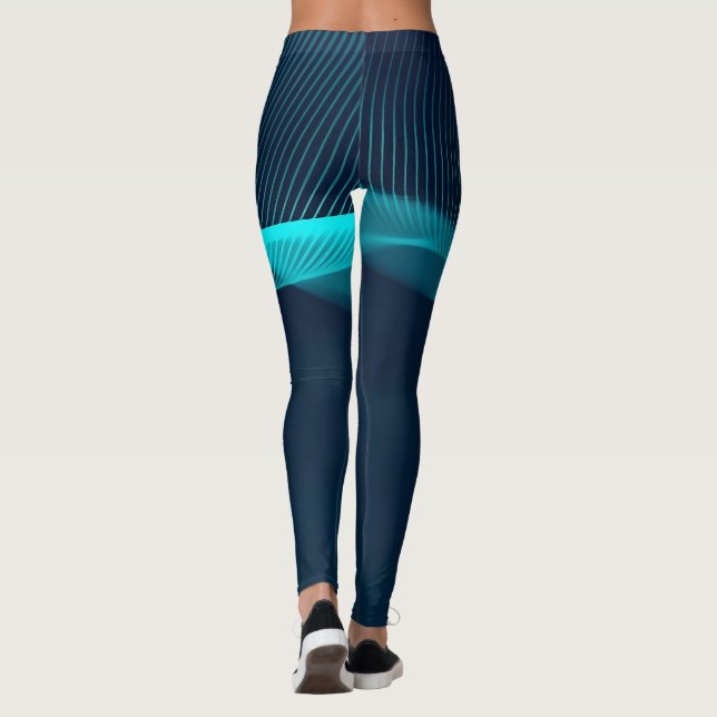 Leggings Dynamique Abstraite des fluides bleus verts (Dos)