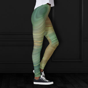 Leggings Earthy Olive Strata   Agate d'encre verte et dorée