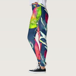 Leggings Eau moderne tropicale feuille motif