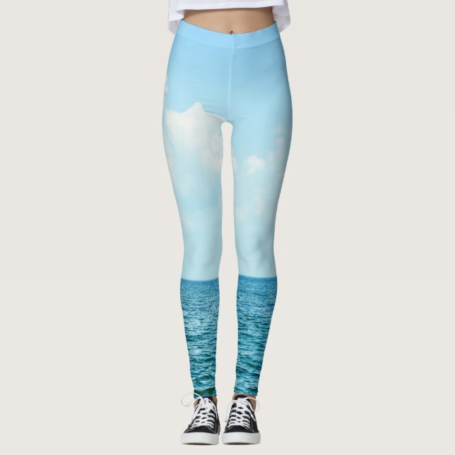 Leggings Eau Océanique, Ciel bleu clair. (Devant)