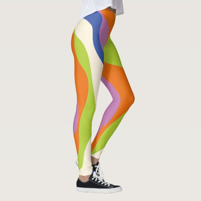 Leggings Ebb & Flux 4 Bleu, Orange, Violet, Vert & Crème (Droite)