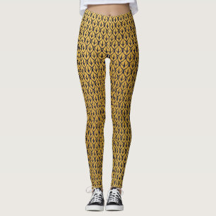 Leggings Écaille de dragon Art déco - Écailles bleues et do