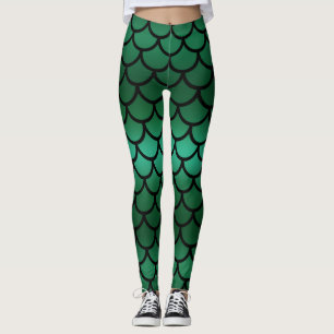 Leggings Écaille de Sirène Green & Black Poisson Fantastiqu
