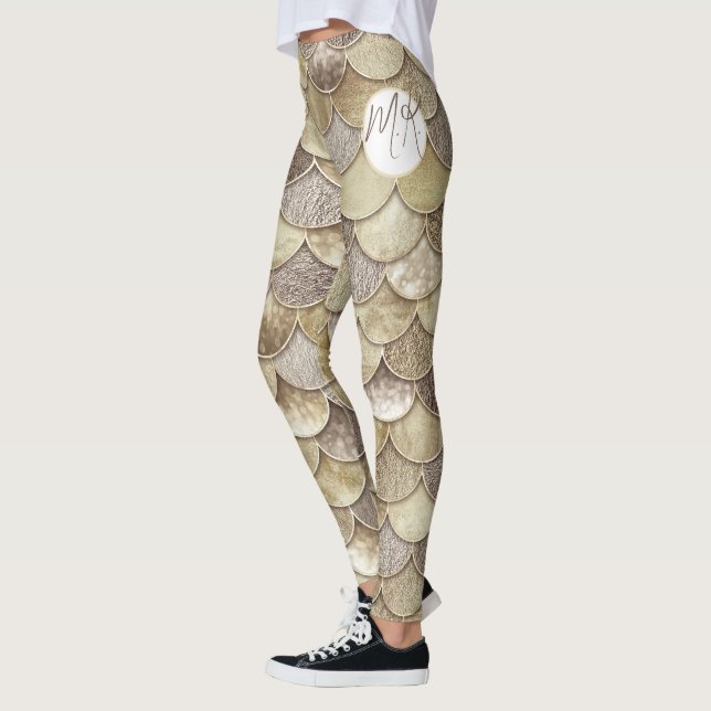 Leggings Écaille Pailletée Or Sirène Monogramme  (Gauche)