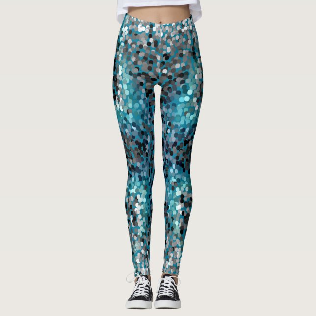 Leggings Écaille turquoise et grise (Devant)