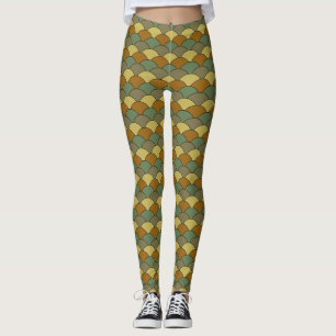 Leggings Écailles de dragon, éventails, vagues, Seigaiha, c