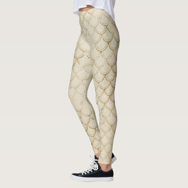 Leggings Écailles de poisson dorées Rétro Grunge Queue de s (Gauche)