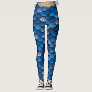 Leggings Écailles de poisson sirène argent bleu