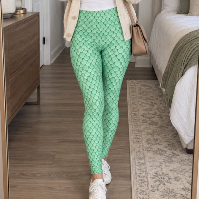 Leggings Écailles de poisson vert menthe (Créateur téléchargé)