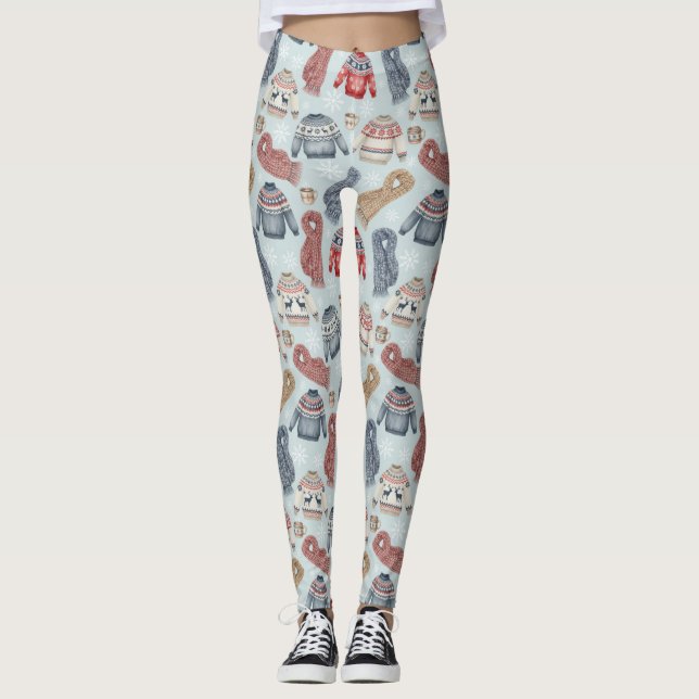 Leggings Écharpes et pulls confortables d'hiver – Aquarelle (Devant)