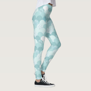 Leggings Échelle de sirène bleu cyan