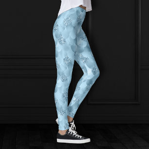 Leggings Échelle de verre de sirène Dusty Ice Blue Sheen