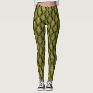Leggings Échelles de serpent vert