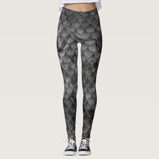 Leggings Échelles de sirène en argent (Devant)