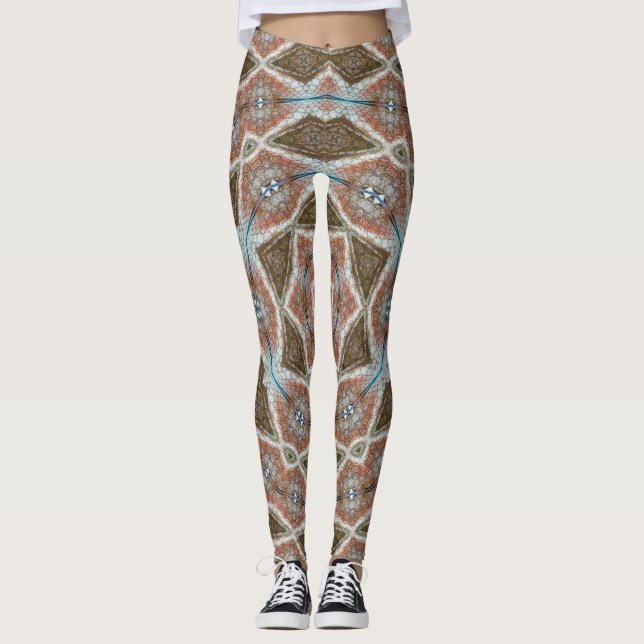 Leggings Échelles symétriques : motif de tissu circulaire. (Devant)