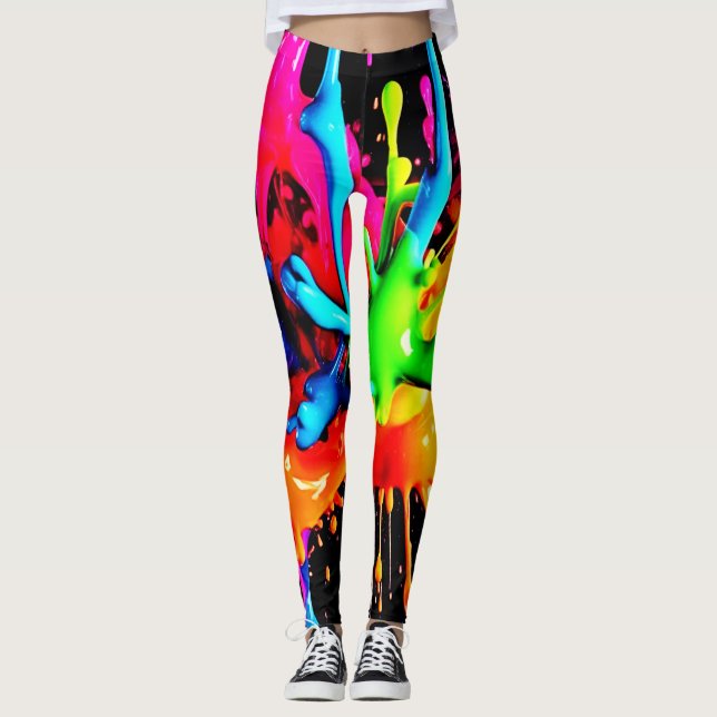 Leggings Éclaboussure Abstraite Colorée (Devant)